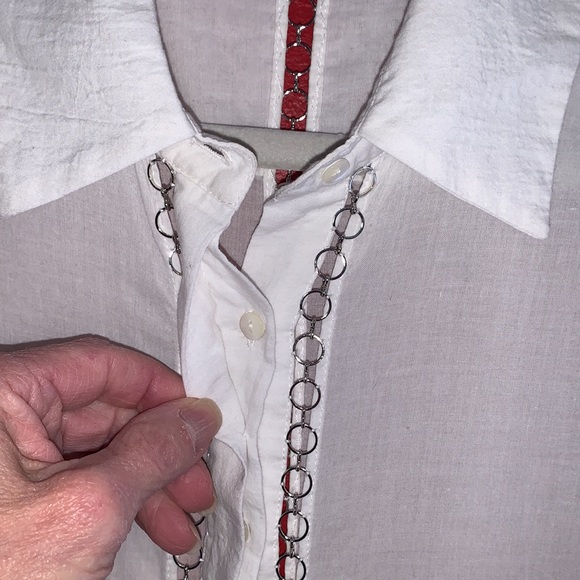 HH Haute Hippie White Chain Button Down Shirt - Picture 8 of 10
